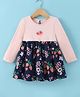 Simply Premium Cotton Full Sleeves Frock with Strawberry Print - Navy Blue
