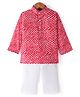 JAV Creations Full Sleeves Leheriya  Printed Kurta With  Pyjama - Red