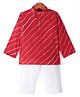 JAV Creations Full Sleeves Leheriya  Printed Kurta With Pyjama - Maroon