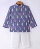 JAV Creations Full Sleeves Ikat Printed Kurta With  Pyjama - Blue