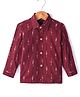 JAV Creations Full Sleeves Ikat Printed Shirt - Maroon