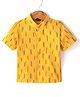 JAV Creations Half Sleeves Ikat Printed Shirt - Yellow