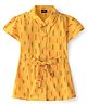 JAV Creations Half Sleeves Ikat  Designed Dress -   Yellow