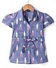 JAV Creations Half Sleeves Ikat  Designed Dress -   Blue