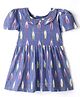 JAV Creations Half Sleeves Ikat  Designed Dress -   Blue