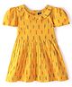 JAV Creations Half Sleeves Ikat  Designed Dress -   Yellow