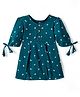 JAV Creations Half Sleeves Bandhani  Designed Dress -  Peacock Blue