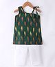 JAV Creations Sleeveless Ikat   Designed Kurta & Pant - Green