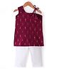 JAV Creations Sleeveless Abstract   Designed Kurta & Pant - Maroon