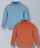 Plum Tree 100% Cotton Pack Of 2 Full Sleeves Solid High Neck Tees - Orange & Blue