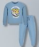 Plum Tree 100% Cotton Full Sleeves Tiger Printed Tee With Joggers - Blue