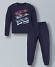Plum Tree 100% Cotton Full Sleeves Cars Printed Tee With Joggers - Navy Blue