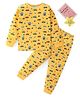 BLUSHES 100% Cotton Knit Full Sleeves Cars Printed Coordinating Night Suit - Yellow
