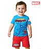 Babyhug Marvel Cotton Knit Half Sleeves T-Shirt & Shorts Set With The Amazing Spider Man Graphics - Blue & Red