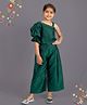 Jelly Jones One Shoulder Stone Detailed Top With Coordinating Solid Baggy Pant Set - Green