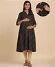 CRAFIQA Three Fourth Sleeves Leheriya Printed Maternity Kurta With Concealed Zipper Nursing Access - Black