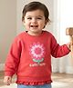 Babyoye Cotton Knit Full Sleeves Pullover Sweatshirt with Floral Embroidery - Red