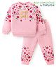 Babyoye Cotton Knit Full Sleeves Winter Wear Suit With Floral Print - Pink