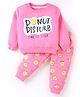 Smarty Girls Fleece Woven Full Sleeves Winter Night Suit with Text Print - Pink
