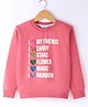Smarty Girls Cotton Knit Full Sleeves Pullover Sweatshirt with Text Print & Sequined Hearts Embroidery - Pink