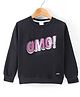 Smarty Girls Cotton Knit Full Sleeves Fleece Sweatshirt Text Print - Black