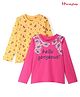 Honeyhap 100% Cotton Knit Full Sleeves Tops With Floral Print Pack of 2 - Yellow & Pink