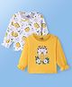 Doodle Poodle 100% Cotton Knit Single Jersey Full Sleeves Tops with Floral & Animal Print Pack of 2 - White & Yellow