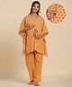 Ikk Kudi by Seerat Cotton Woven Three Fourth Batwing Sleeves Floral Motif Printed Kaftan Top With Zipper Nursing Access & Pant Set - Yellow