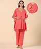 Ikk Kudi by Seerat Cotton Woven Three Fourth Batwing Sleeves Bandhej Design Kaftan Top With Zipper Nursing Access & Pant Set - Pink