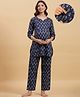 Ikk Kudi by Seerat Three Fourth Sleeves Abstract Motif Printed Kaftan Kurta With Zipper Nursing Access & Pant Set - Blue