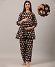 Ikk Kudi by Seerat Cotton Woven Three Fourth Sleeves Motif Printed Peplum Top With Zipper Nursing Access & Pant Set - Black