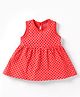 Babyhug Single Jersey Knit Sleeveless Frock With Polka Dot Print - Red