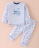 Pepito Interlock Knit Full Sleeves Night Suit with Bear Print - Sky Blue