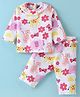 Pepito Interlock Knit Full Sleeves Night Suit with Floral & Animals Print - White