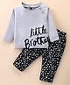 Pepito Interlock Knit Full Raglan Sleeves Night Suit with Text Print - Light Grey