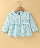 Pepito Interlock Knit Full Sleeves Frock With Cute Sparrows Print - Mint