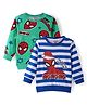 Babyhug Marvel Knit Full Sleeves Sweatshirts With Spider Man Graphics Pack of 2 - Green & White