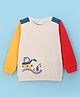 Kookie Kids Fleece Knit Full Sleeves Sweatshirt with Vehicles Patch Detailing - White