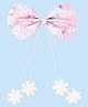 Aye Candy Shimmered Bow & Floral Dangler Detailed Alligator Clip - Pink & White
