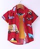 Dapper Dudes Half Sleeves Vehicles Print Shirt With Attached Tee - Red