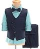 Robo Fry Woven Full Sleeves Solid Color 3 Piece Party Suit With Bow - Navy Blue