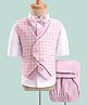 Robo Fry Full Sleeves Checks 3 Pieces Party Suit with Bow - Light Pink