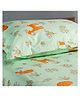 Gudgoodie 100% Cotton Percale Flat Kids Bedsheet with Pillow Cover for Single Bed Enchanted Forest Theme - Green Orange