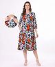 Bella Mama Woven Three Fourth Sleeves Maternity Shirt Style Dress with Floral Print - Multicolour