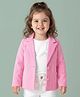 Babyhug Woven Full Sleeves Solid Party Blazer - Pink
