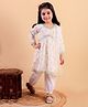 Junitos Girls Cotton  Full Sleeves  Floral Printed Kurta Pant  Set With Dupatta -Beige
