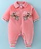 Kookie Kids Full Sleeves Winter Wear Romper With Tiger Embroidery - Pink