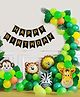 Jungle Birthday 57 pcs  Decoration DIY  Kit | Happy Birthday Animal Theme Decoration items for Kids Boy Girl| Green,Golden , White and Animal Balloons
