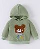 Kookie Kids Full Sleeves Hooded Sweatjacket with Bear Embroidery - Olive Green