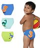 Plan B Cotton Pack Of 3 Baby Dinosaur Printed Briefs - Orange Beige & Lime